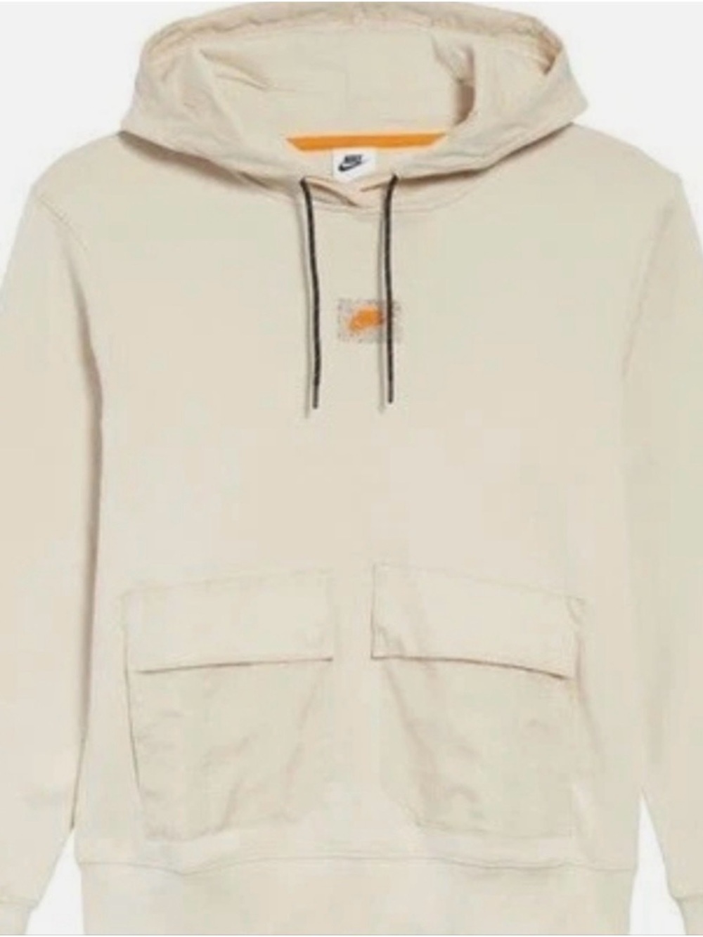 Nike Sportswear PO Fleece Hooded Beige Front Utility Pockets DX2324 Size SM